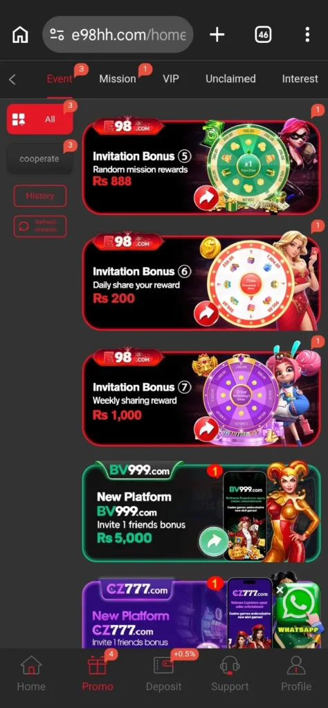 E98 Game It covers popular sporting bonuses and rewards events in 2026.
