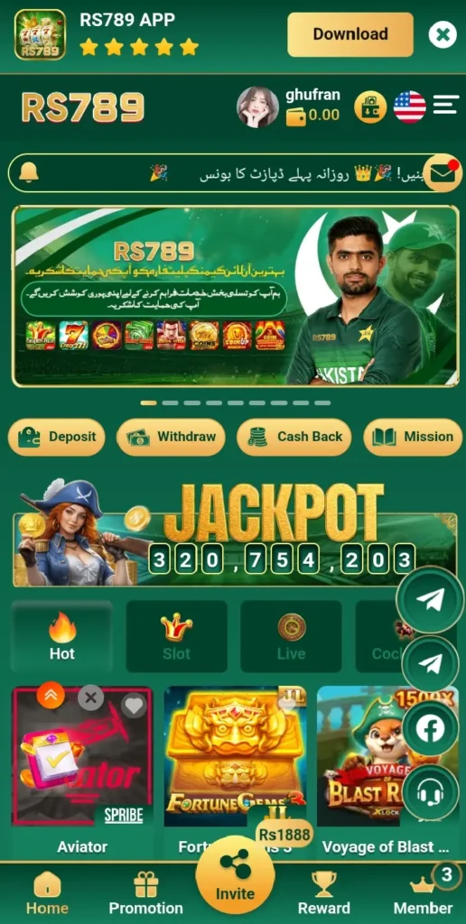RS789 Game dashboard screenshot image.