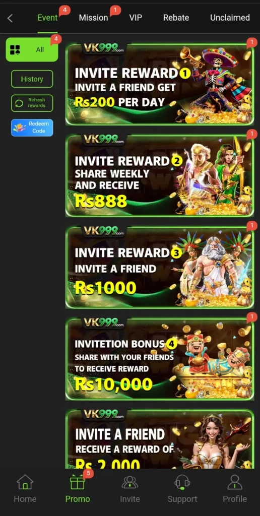 VK999 Game new bonuses and promotions package.