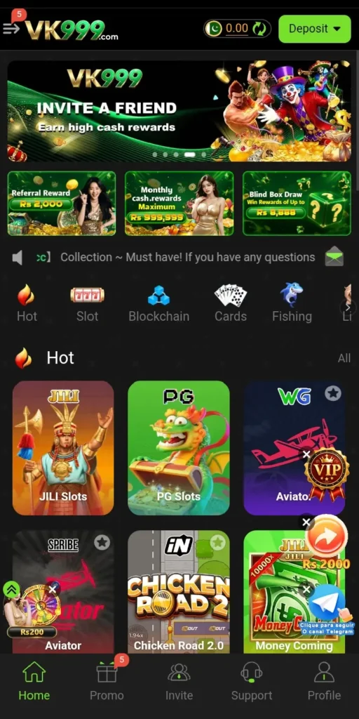 VK999 Game dashboard screenshot image.