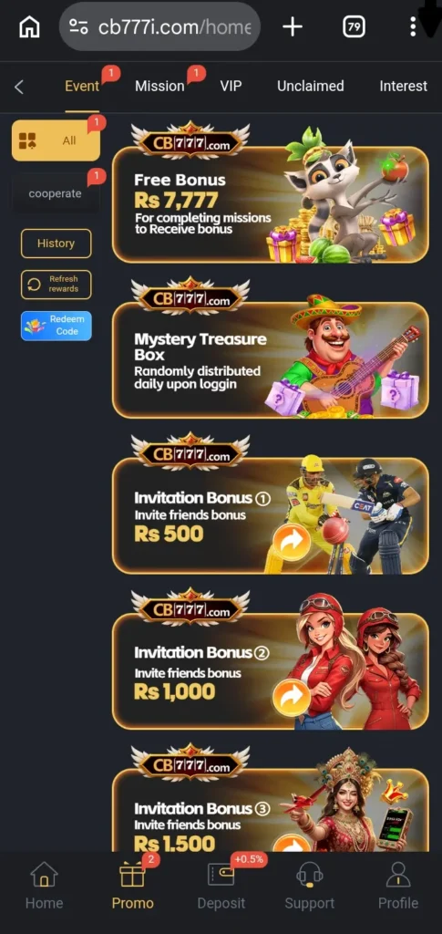 CB777 Game for complete missions to receive bonus.