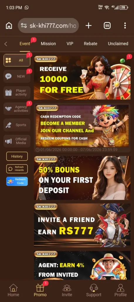 SK-KHI777 Game VIP members receive exclusive daily bonuses with higher rewards.