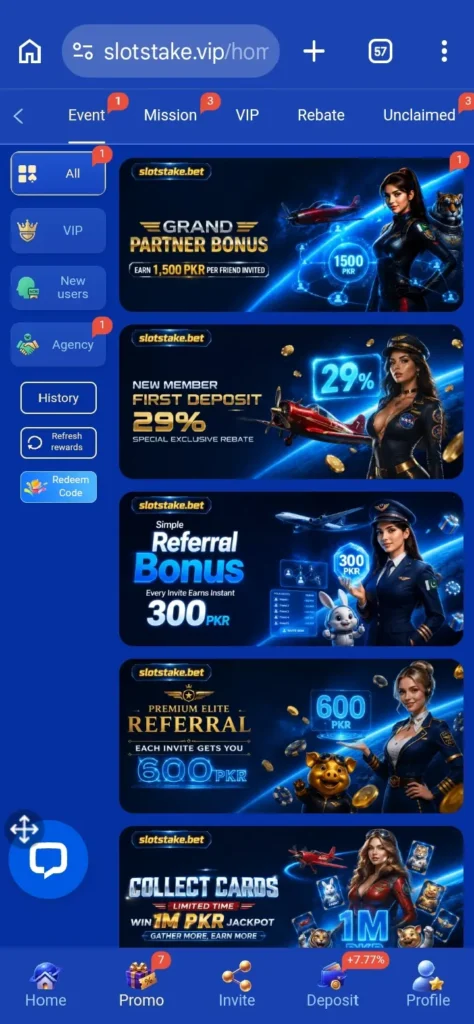 SlotsStake Game VIP bonuses platform.