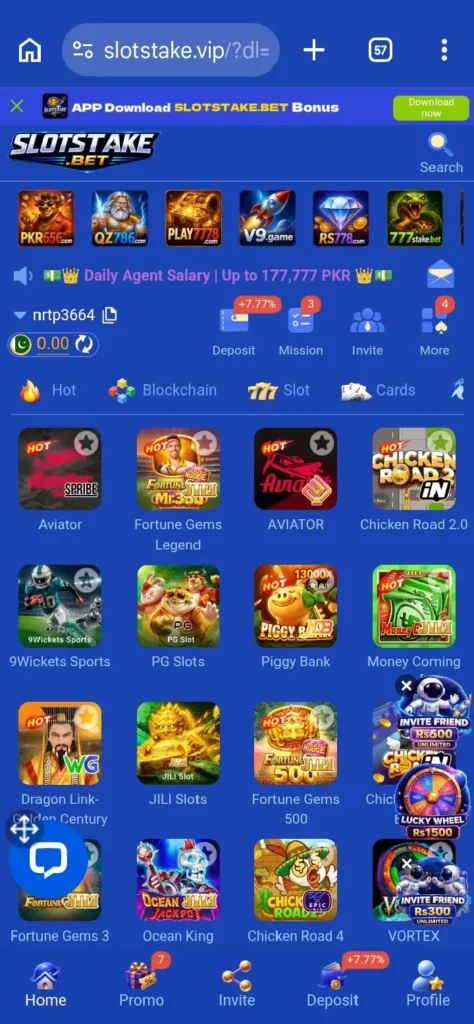 SlotsStake Game interface screenshot image.