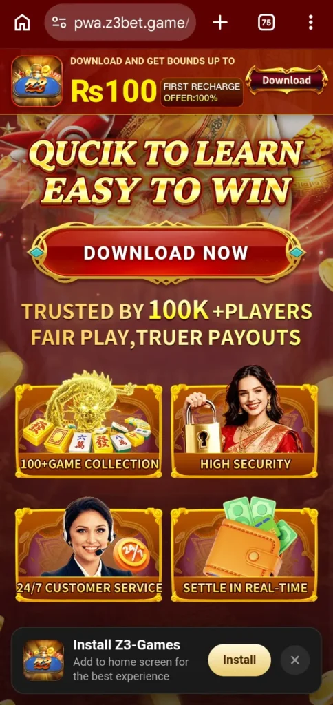 Z3 Bet Game interface screenshot image.